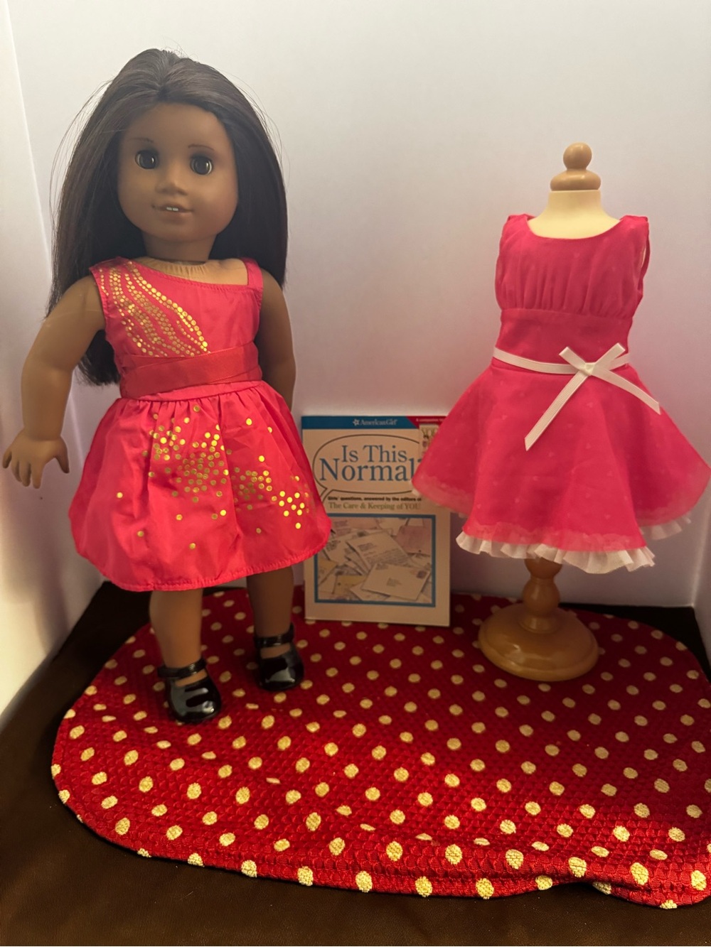 American Girl 18" Doll ~ Truly Me ~ W/ AG Saige’s Sparkle Dress ~ Shoes~ Book